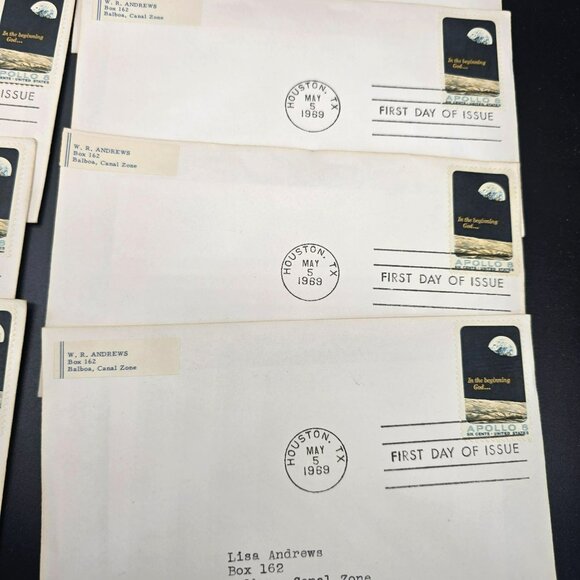 Apollo 8 First Day Of Issue Stamped Envelopes Set Of 10 Vintage 1969 LI3029 - Picture 5 of 9